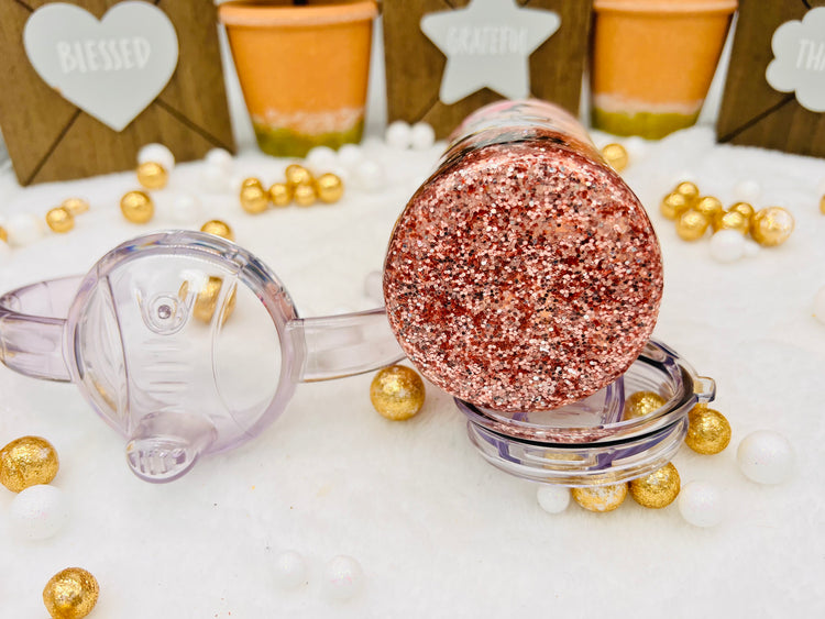 Glitter Minnie Mouse Patel Coral Blush Sippy Cup