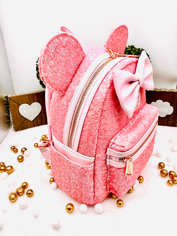 Loungefly Disney Minnie Cotton Candy Sequin Backpacking Backpack