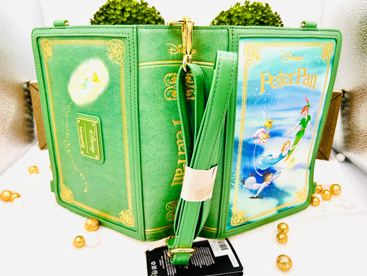 LOUNGEFLY PETER PAN BOOK CONVERTIBLE CROSSBODY BAG