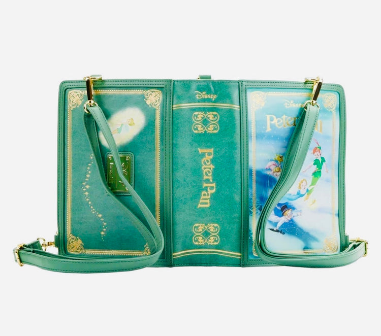 LOUNGEFLY PETER PAN BOOK CONVERTIBLE CROSSBODY BAG