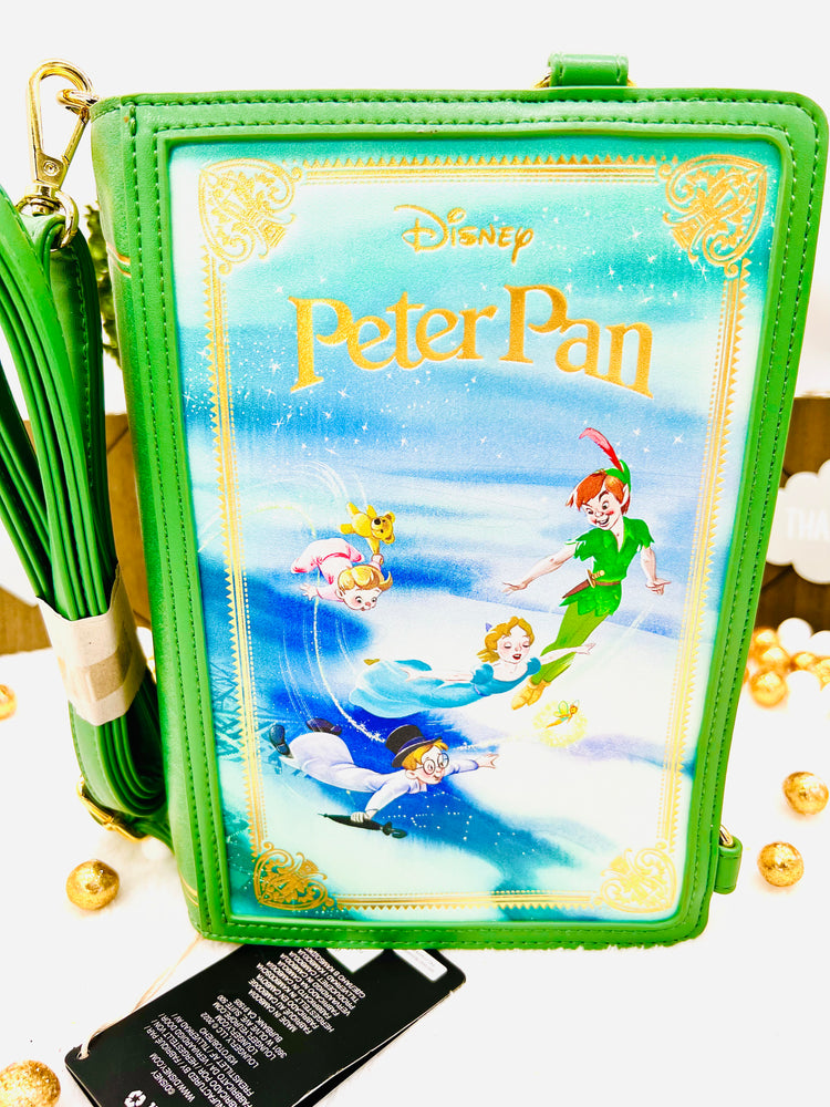 LOUNGEFLY PETER PAN BOOK CONVERTIBLE CROSSBODY BAG