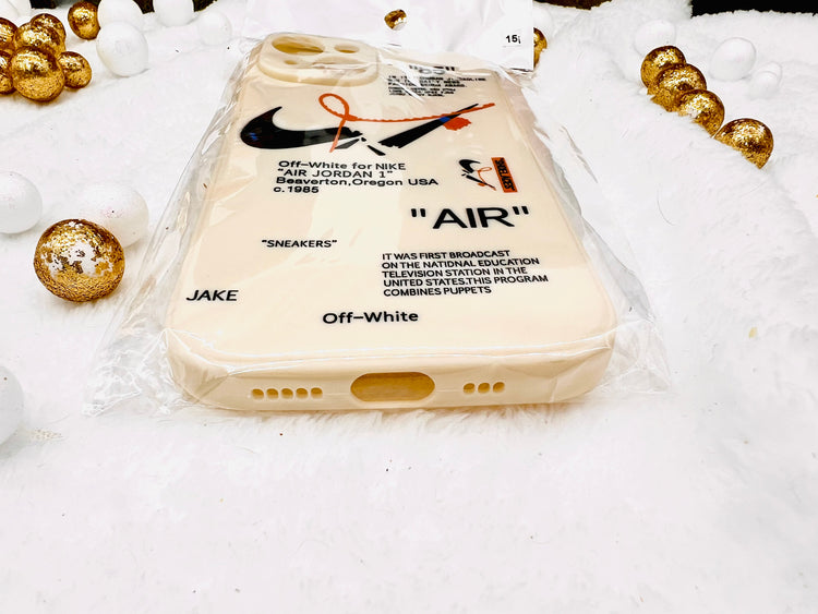 Nike OFF White Design Protective Case For iPhone 15- Beige
