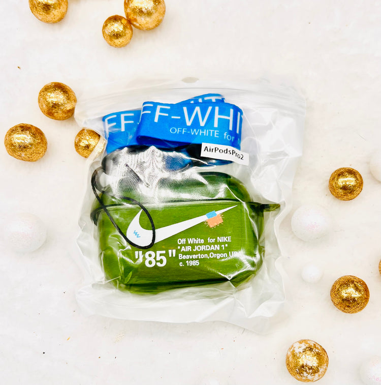 Nike OFF WHITE design Protective case for AirPods Pro 2 : Olive Green