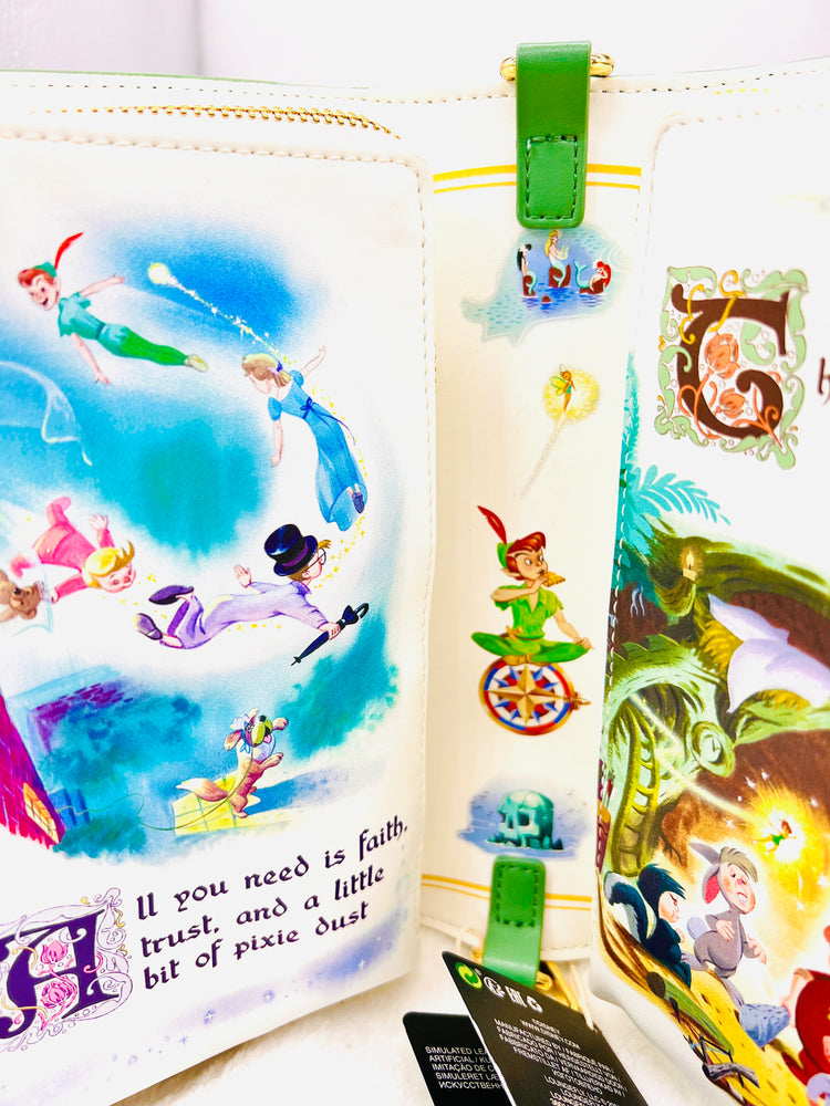 LOUNGEFLY PETER PAN BOOK CONVERTIBLE CROSSBODY BAG