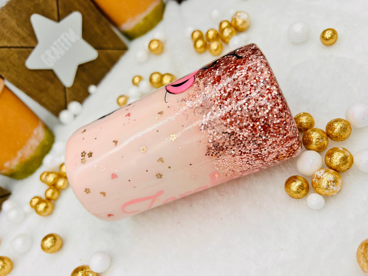 Glitter Minnie Mouse Patel Coral Blush Sippy Cup