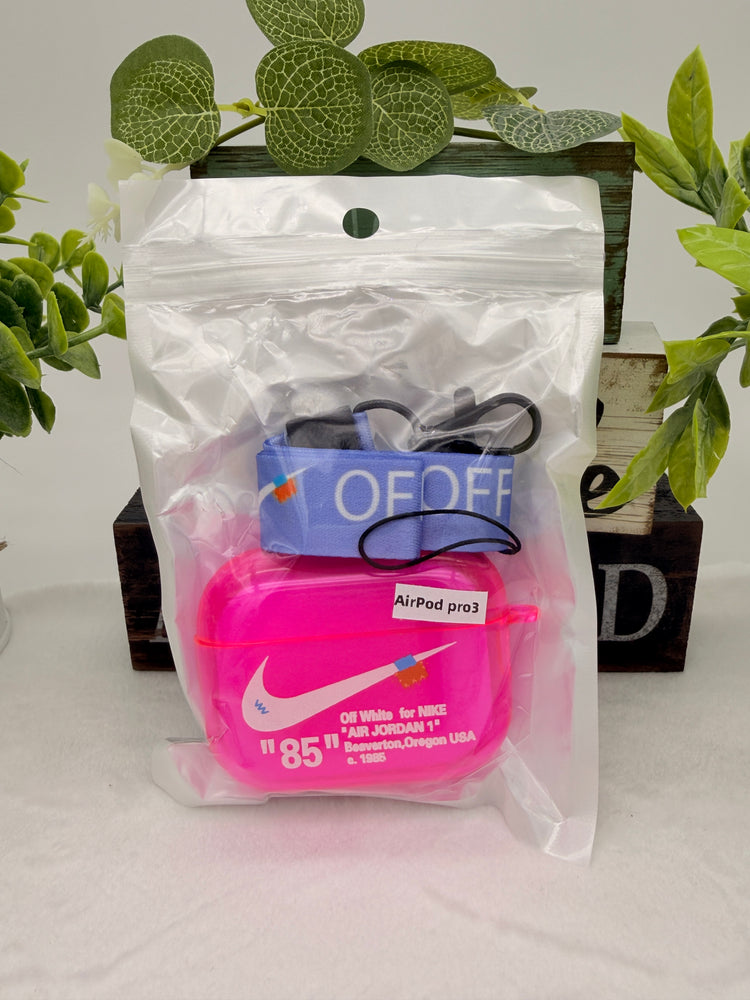 Nike OFF WHITE design Protective case for AirPods Pro 3 (2025)Glossy Pink