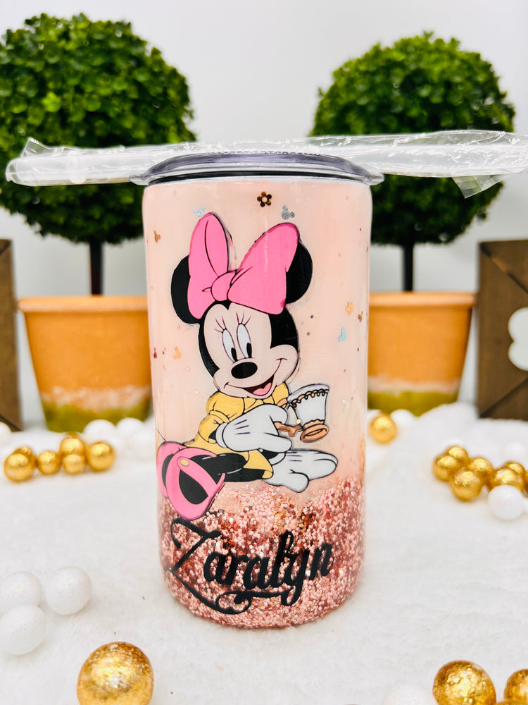 Glitter Minnie Mouse Patel Coral Blush Sippy Cup