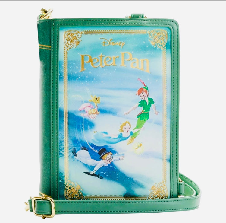 LOUNGEFLY PETER PAN BOOK CONVERTIBLE CROSSBODY BAG