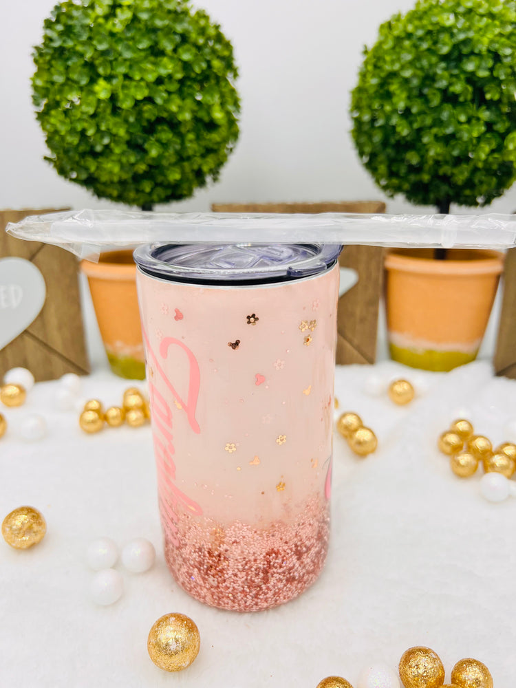 Glitter Minnie Mouse Patel Coral Blush Sippy Cup