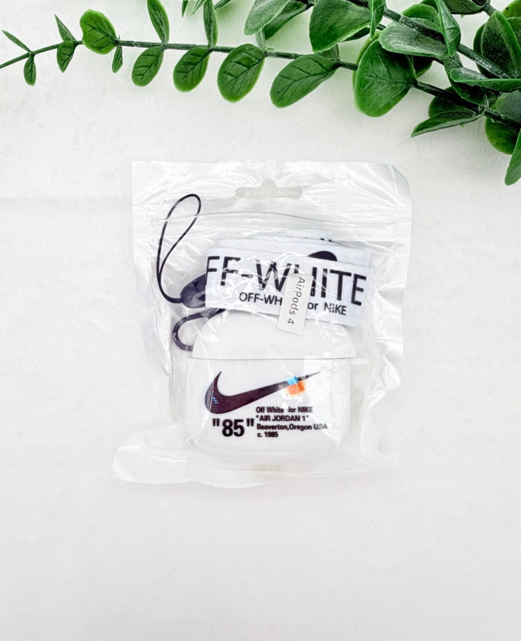 Nike OFF WHITE design Protective case with Lanyard for AirPods 4
(2024) white