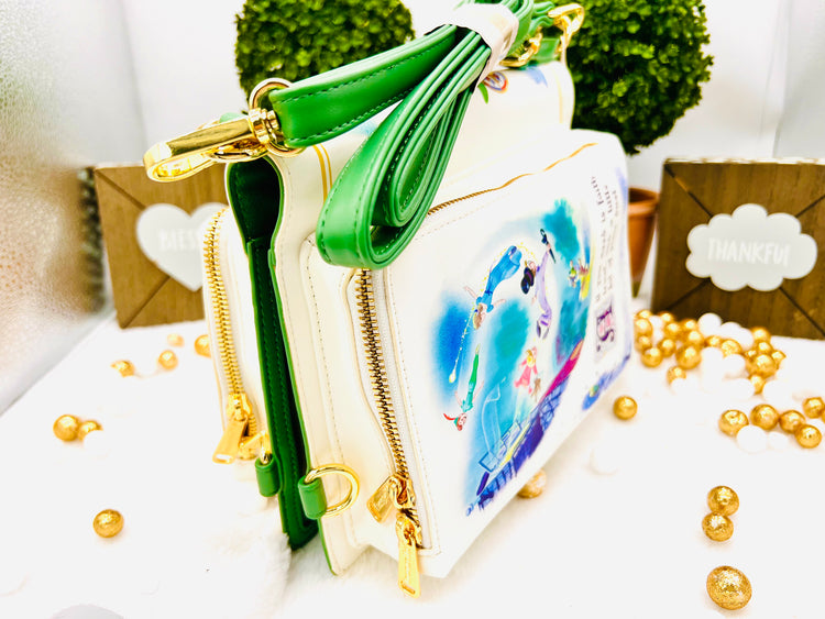 LOUNGEFLY PETER PAN BOOK CONVERTIBLE CROSSBODY BAG