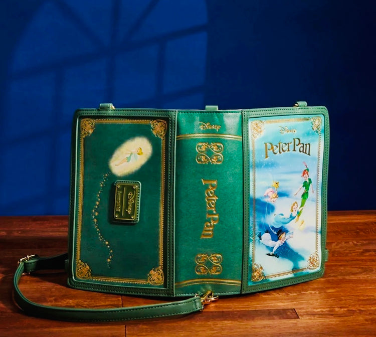 LOUNGEFLY PETER PAN BOOK CONVERTIBLE CROSSBODY BAG