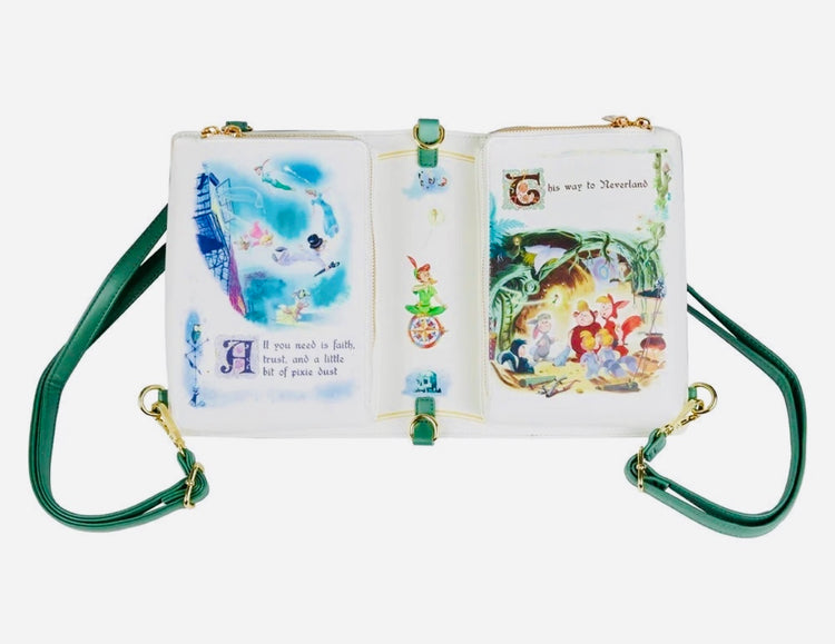 LOUNGEFLY PETER PAN BOOK CONVERTIBLE CROSSBODY BAG