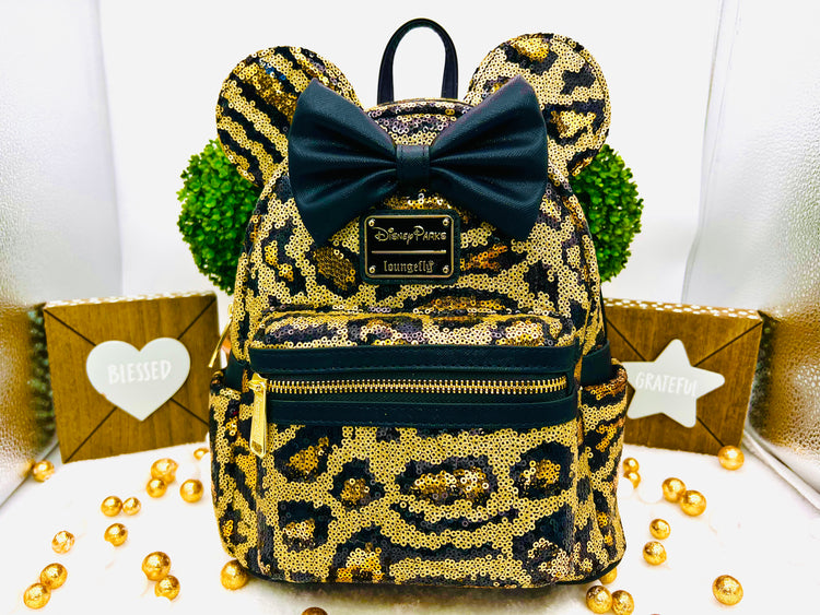 Loungefly Disney Parks Leopard Sequin Mini Backpack