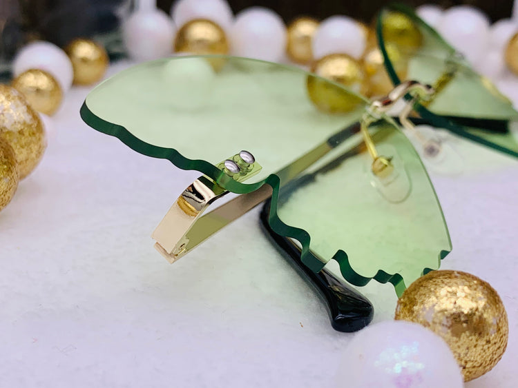 Gafas de sol con lentes de ala de mariposa: verde