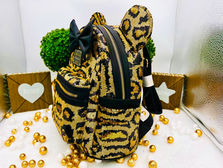 Loungefly Disney Parks Leopard Sequin Mini Backpack