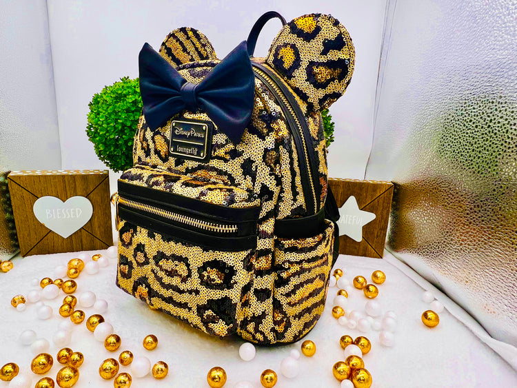 Loungefly Disney Parks Leopard Sequin Mini Backpack