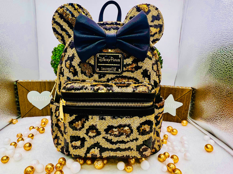 Loungefly Disney Parks Leopard Sequin Mini Backpack