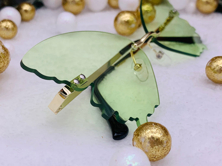 Gafas de sol con lentes de ala de mariposa: verde