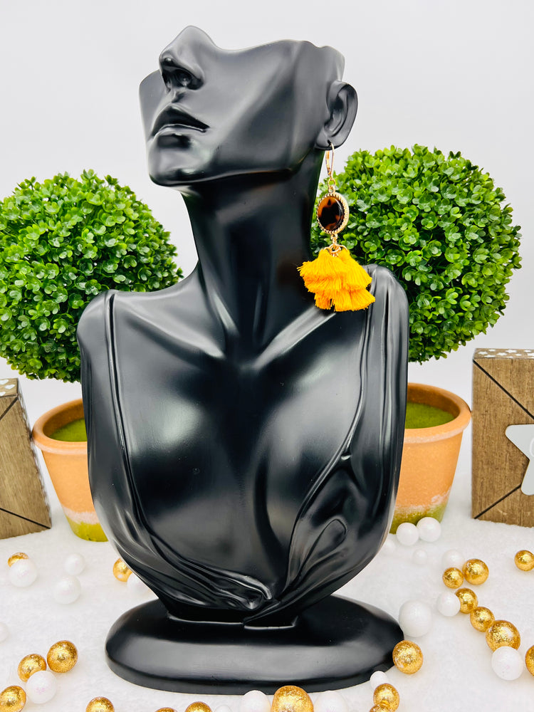 INC Gold-tone tortoise look multi-tassel drop earrings