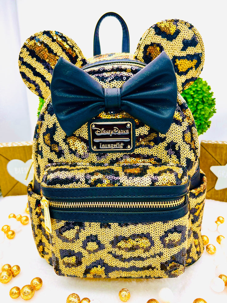 Loungefly Disney Parks Leopard Sequin Mini Backpack