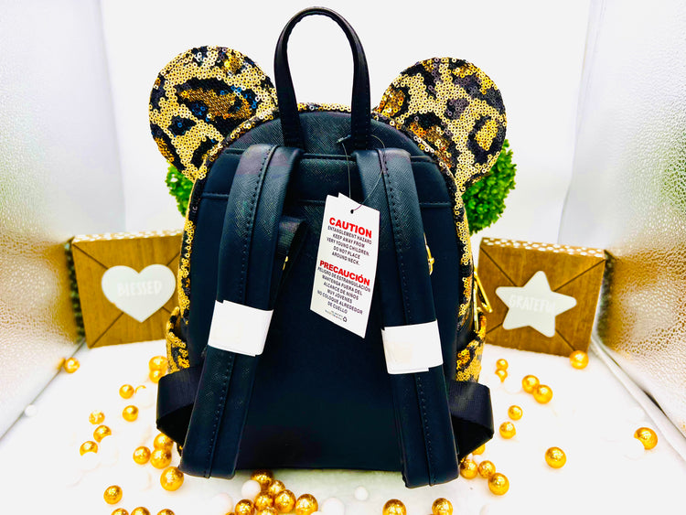 Loungefly Disney Parks Leopard Sequin Mini Backpack