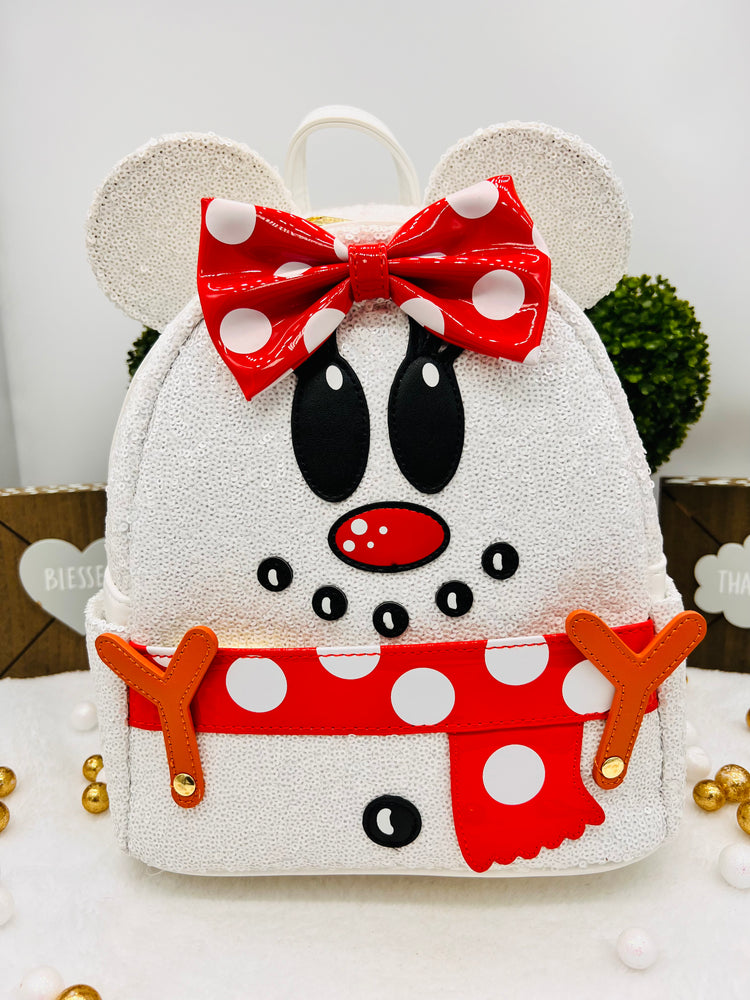 Loungefly Disney Snowman Minnie Mouse Sequin Cosplay Mini Backpack