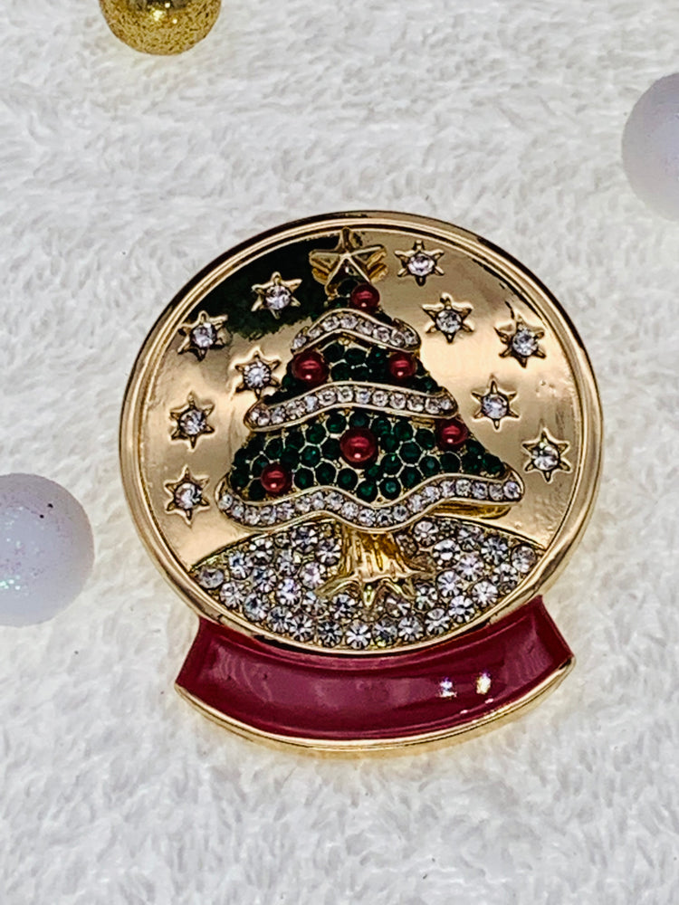 Beutiful Christmas Tree Inside Of A Snow Glove Pin, Holiday Pin