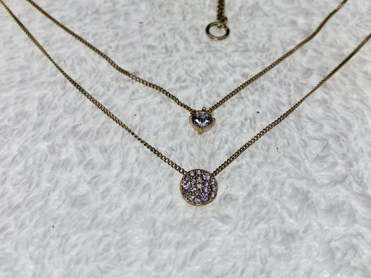 Scatter Crystal Adjustable Two-row Pendant Necklace
