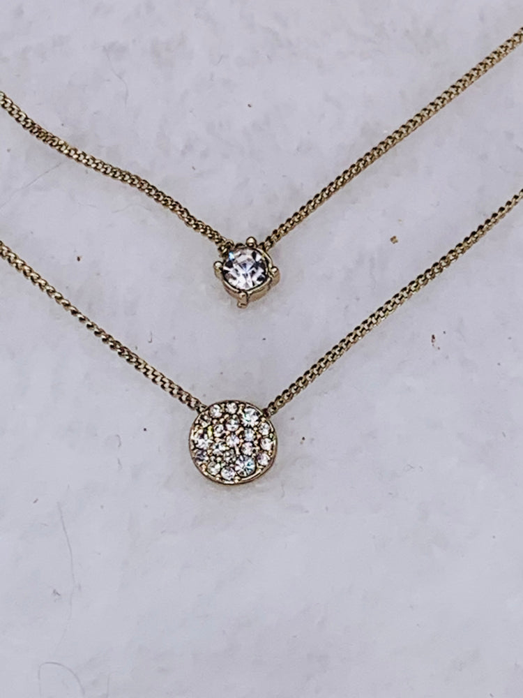 Scatter Crystal Adjustable Two-row Pendant Necklace
