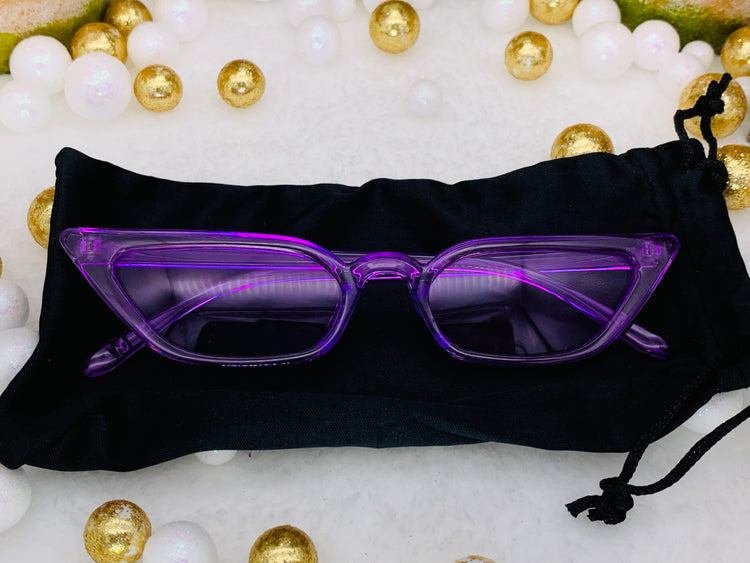 Gafas de sol con marco transparente de ojo de gato de moda: Púrpura