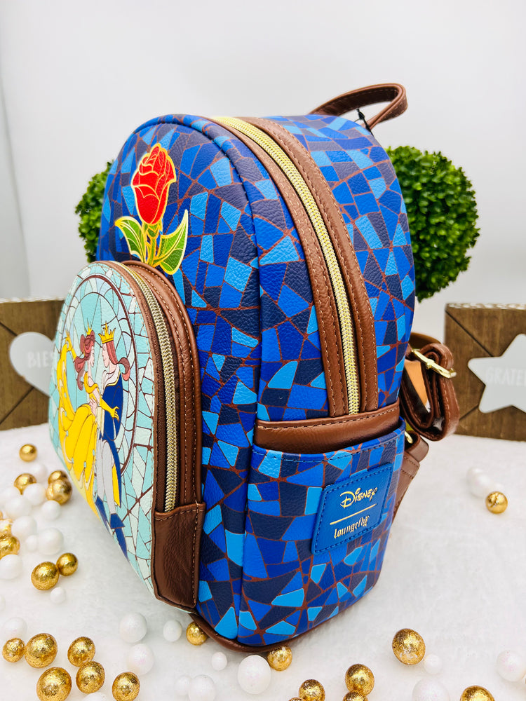 Loungefly Beauty and by the Beast Stained-Glass Window Mini-Backpack