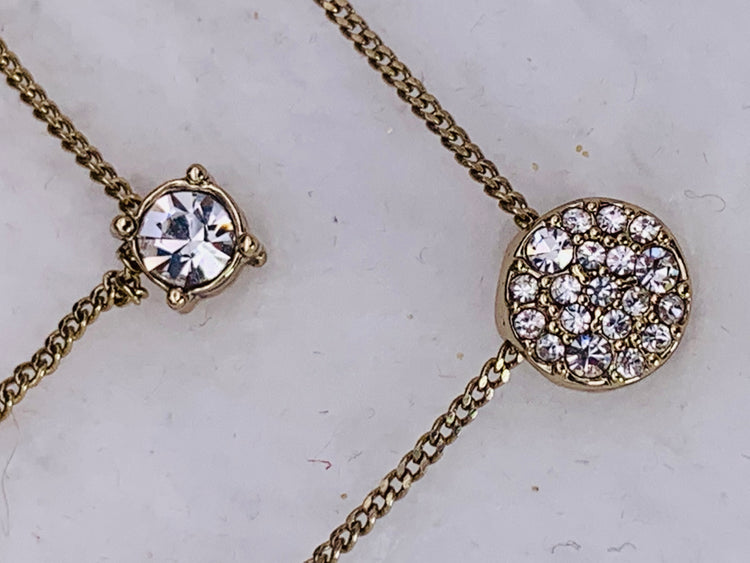 Scatter Crystal Adjustable Two-row Pendant Necklace