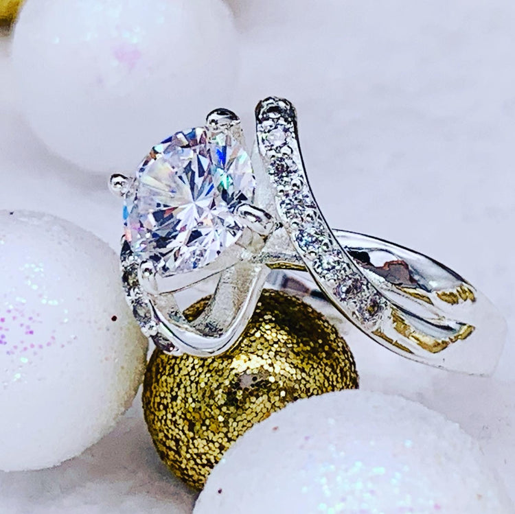 Cubic Zirconia Bypass Ring