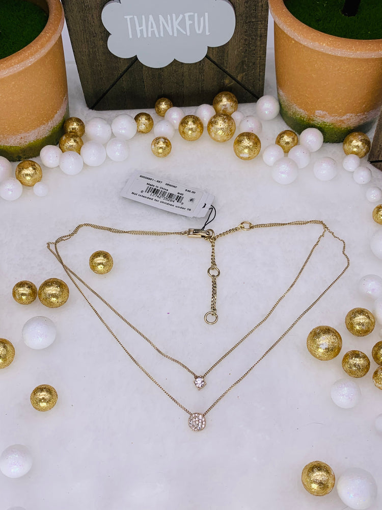 Scatter Crystal Adjustable Two-row Pendant Necklace
