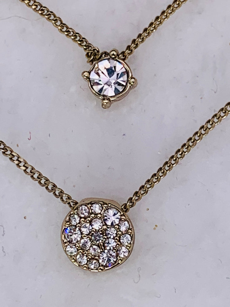 Scatter Crystal Adjustable Two-row Pendant Necklace