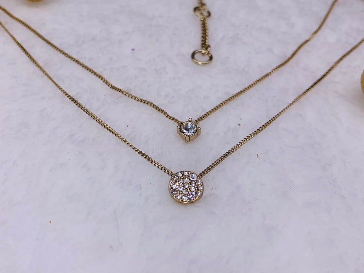 Scatter Crystal Adjustable Two-row Pendant Necklace