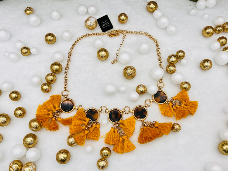 Golden Tone Tortoise Multi Tassel Necklace By INC