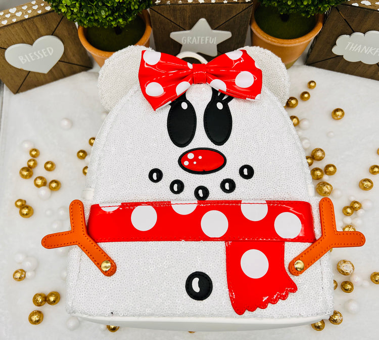 Loungefly Disney Snowman Minnie Mouse Sequin Cosplay Mini Backpack