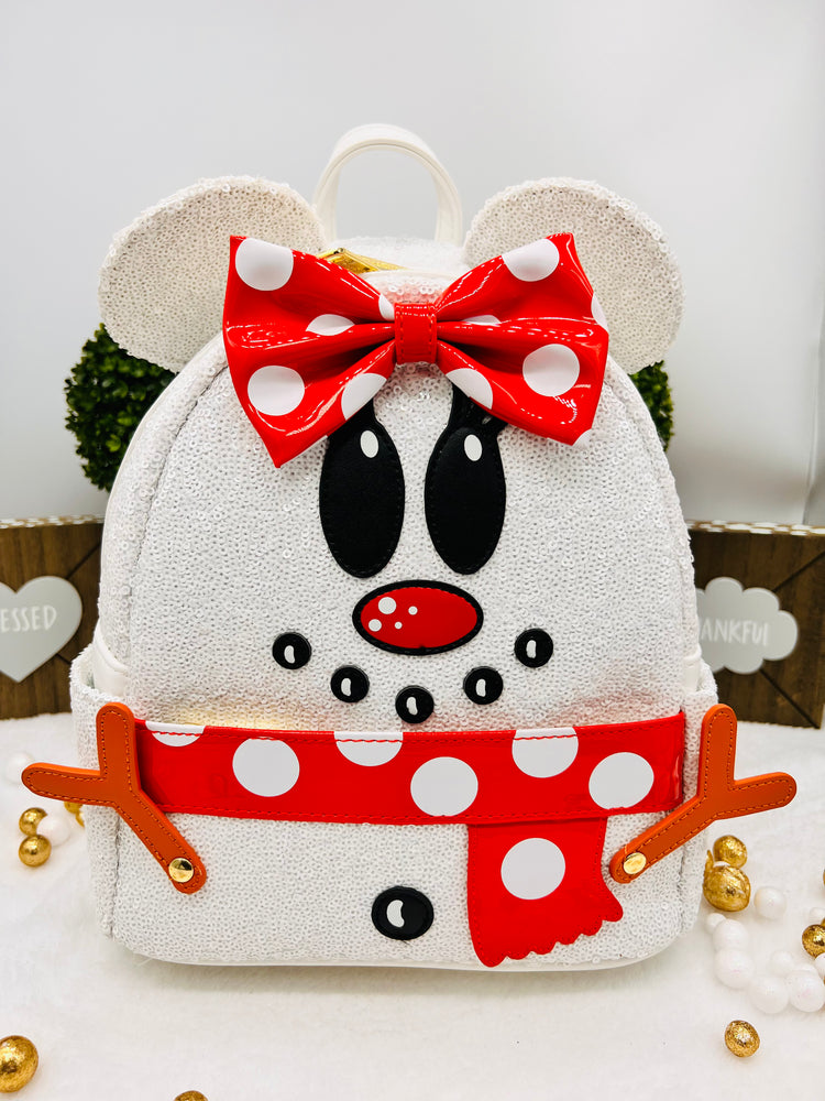 Loungefly Disney Snowman Minnie Mouse Sequin Cosplay Mini Backpack