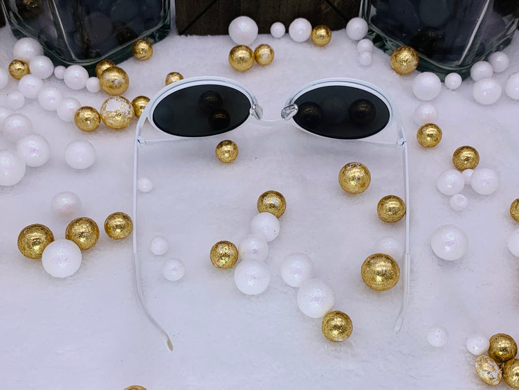 Cat Eye Sunglasses: White Frame And Blue Lenses