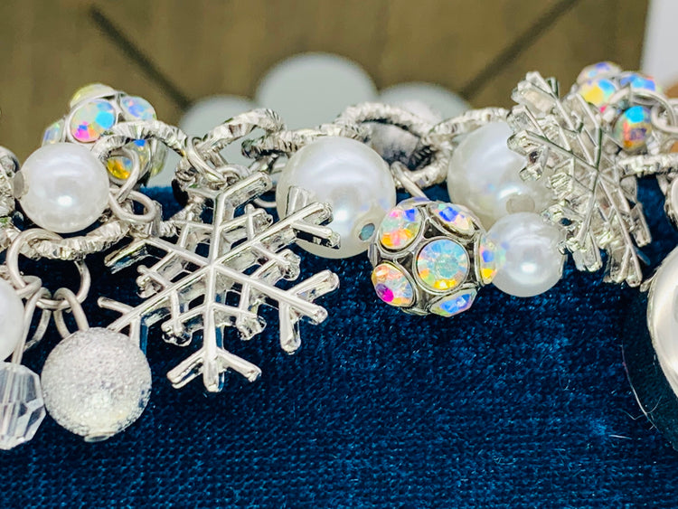 Snowflake Silver-Tone Charm Bracelet Watch