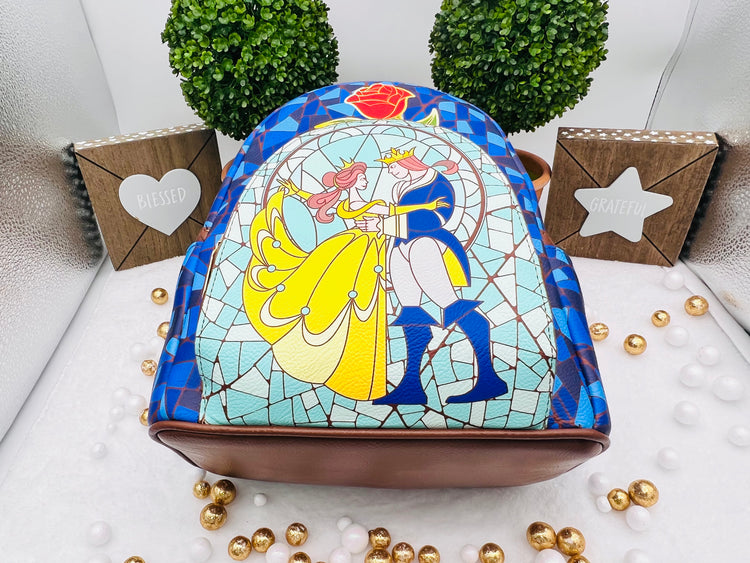Loungefly Beauty and by the Beast Stained-Glass Window Mini-Backpack