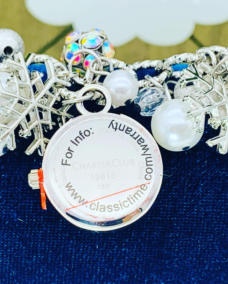 Snowflake Silver-Tone Charm Bracelet Watch
