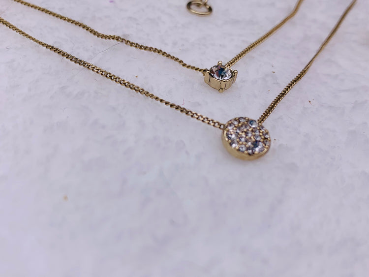 Scatter Crystal Adjustable Two-row Pendant Necklace
