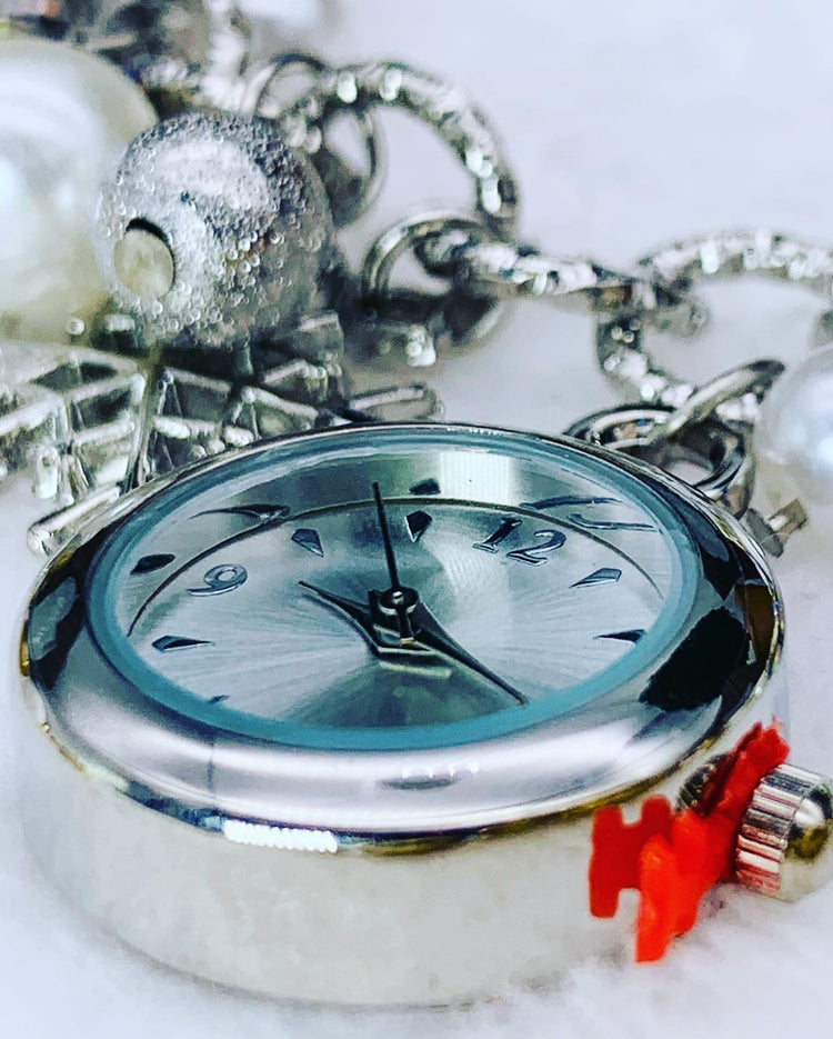 Snowflake Silver-Tone Charm Bracelet Watch