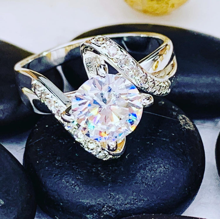 Cubic Zirconia Bypass Ring