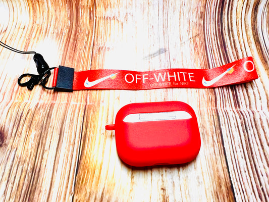 Nike OFF WHITE design Protective case for AirPods Pro-Red