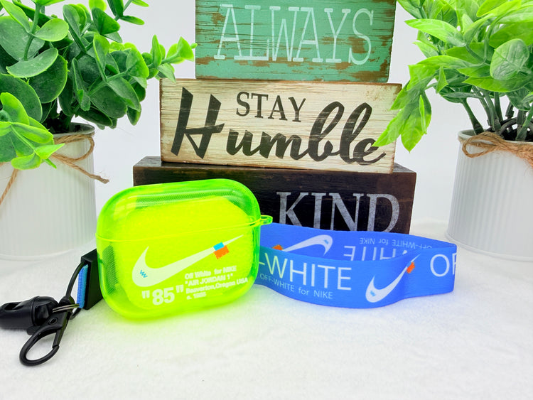 Nike OFF WHITE design Protective case for AirPods Pro 3 (2025) Neon Yellow