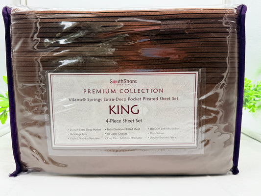 SouthShore Fine Linens PREMIUM COLLECTION Vilano Spring King Sheet Set -Brown